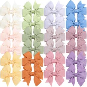 24PCS 3Inch Hair Bows for Girls Grosgrain Ribbon Pinwheel Baby Hair Clips Toddler Hair Accessories with Alligator Clip Bow Kid Teens