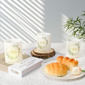 8 Pack Votive Wrap Candle Holder, Happy Birthday Tealight Candle Holder Bulk, White Plastic Lanterns with Eucalyptus Stem for Tea Light and Pillar Candles Table Centerpieces for Birthday Party