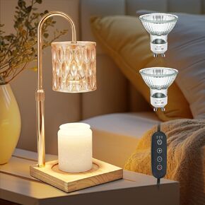Candle Warmer,Electric Adjustable Height with Timer Dimmable Candle Warmer Lamp,Wax warmer Lantern Home Decor Gifts for Mom (with 2 Bulbs)