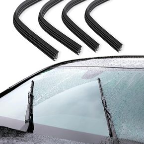 4 PCS Car Wiper Strip, 24" Boneless Structure Car Windshield Cleaning Wiper Strip, DIY Length Auxiliary Cleaning Replacement Accessory, Suitable for Most Cars, Vans, Trucks, Buses (Black)