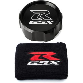MOWOK For Suzuki GSX-R Gsxr 600 750 1000 GSX-R750 gsx-r600 gsxr1000 Motorcycle CNC aluminium alloy Front Brake Fluid Reservoir Protection Cover and Reservoir cap sock (Black)