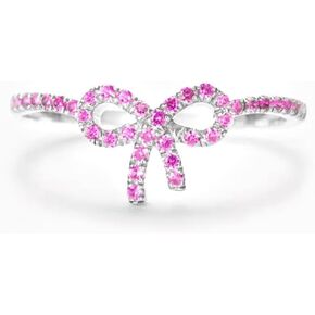 Pink Bow Ring Pink Bow Rings for Women Zirconia Pink Ribbon Rings Bow Tie Kont Ring Jewelry Gift For Women Friends