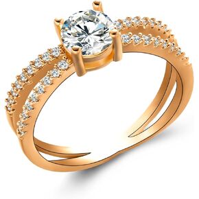 Women’s Engagement Wedding Ring, S925 Sterling Silver, 1 Carat High-Carbon Diamond, 14K White Gold Plated, Unique Promise Ring