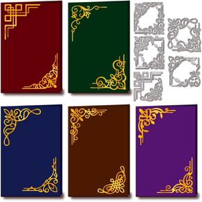 GLOBLELAND 10Pcs Frame Corners Cutting Dies for Card Making Flower Lace Corner Die Cuts Carbon Steel Embossing Stencils Template for DIY Scrapbooking Album Craft Decor