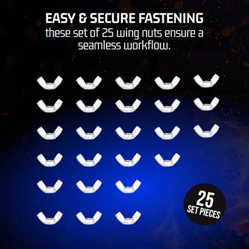 قطارة بولت 1/4"-20/3 صواميل جناح غير قابلة للصدأ (مجموعة من 25)، 18-8 (304) لمسة نهائية من الفولاذ المقاوم للصدأ - صامولة سداسية خشنة مضادة للتآكل - صواميل من الدرجة التجارية للقوارب والرصيف والسيارة - مقاومة للصدأ in Kuwait