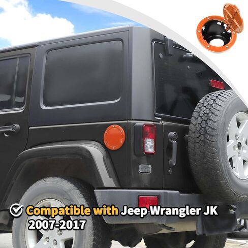 JWWY لغطاء خزان الوقود JK غطاء الغاز حشو الوقود غطاء خزان البنزين حماية مناسب لسيارة Jeep Wrangler JK 2007-2017 الملحقات الخارجية سبائك الألومنيوم الأحمر in Saudi Arabia