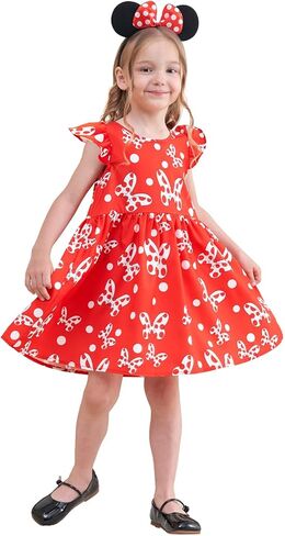 فستان الأميرة للفتيات، فساتين حفلات أعياد الميلاد، زي الهالوين التنكرية بفيونكة على شكل فأر مع عصابة رأس in Kuwait