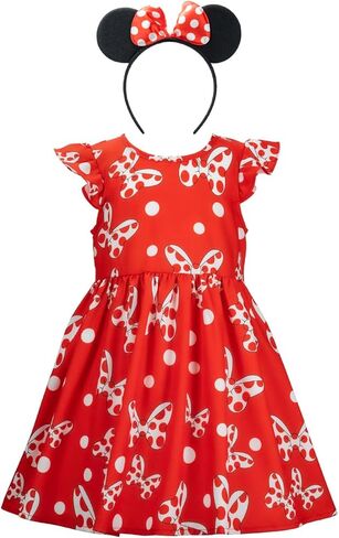 فستان الأميرة للفتيات، فساتين حفلات أعياد الميلاد، زي الهالوين التنكرية بفيونكة على شكل فأر مع عصابة رأس in Kuwait