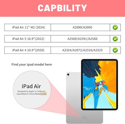 حافظة لجهاز iPad Air 11 بوصة 2024 iPad Air الجيل السادس/الخامس/الرابع مع حامل أقلام، حافظة حماية متينة رفيعة مقاومة للصدمات لجهاز iPad 11 بوصة أسود/رمادي in Kuwait