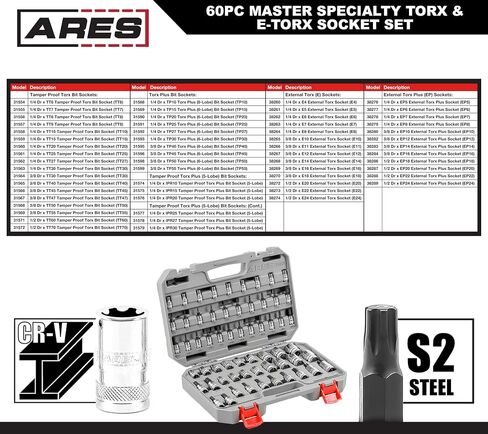 ARES 31037 – 10-Piece 3/8-Inch Drive Extra Long Torx Bit Socket Set – Durable Bit Socket Set Includes Torx Bit Sockets from T10 to T60 – 5.5-Inch Long Bit Sockets Offer Superior Reach in Saudi Arabia