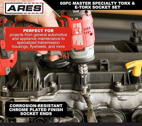 ARES 31037 – 10-Piece 3/8-Inch Drive Extra Long Torx Bit Socket Set – Durable Bit Socket Set Includes Torx Bit Sockets from T10 to T60 – 5.5-Inch Long Bit Sockets Offer Superior Reach in Saudi Arabia
