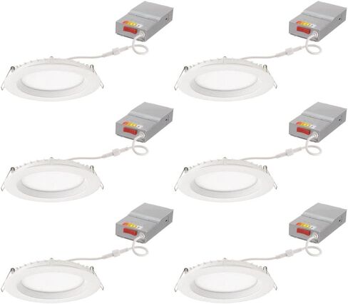 Juno WF6 REG SWW5 90CRI CP6 MW M2 إضاءة سفلية LED غائرة على شكل رقاقة بدون علبة، نمط حواف محير متراجع ضحل، 6 بوصة، أبيض غير لامع، 6 عبوات in Kuwait