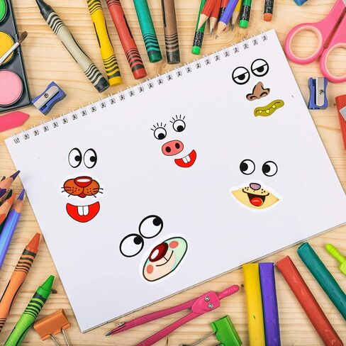 3 Rolls 3000pcs Colorful Eye Nose Mouth Cute Self Adhesive Stickers Cartoon DIY Sticker Decal for Handmade Crafts Toys and Home Decoration in Kuwait