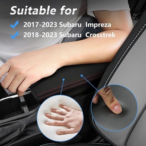غطاء مسند الذراع لسيارة سوبارو امبريزا 2017-2023 2018-2023 Crosstrek وسادة حماية لوحدة التحكم المركزية مضادة للخدش من الجلد إكسسوارات داخلية - غرزة حمراء in Kuwait