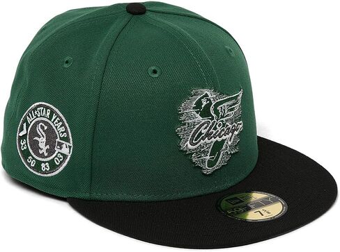 New Era Chicago White Sox 59FIFTY Cooperstown All-Star Years Retro Patch Fitted Cap, Hat, Black Gold in Saudi Arabia