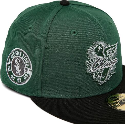 New Era Chicago White Sox 59FIFTY Cooperstown All-Star Years Retro Patch Fitted Cap, Hat, Black Gold in Saudi Arabia