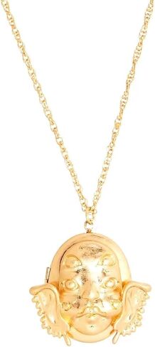 Portals Mask Locket Necklace - Gold-tone Whimsical Accessory in Saudi Arabia