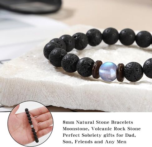 Gifts for Men, Bracelet for Men Beaded Gifts, Handmade Sobriety Gifts for Friends Husband Boyfriend Grandpa Son, Natural Stone Jewelry for Birthday Valentines Day Christmas Stocking Stuffers Gift Ideas in Saudi Arabia
