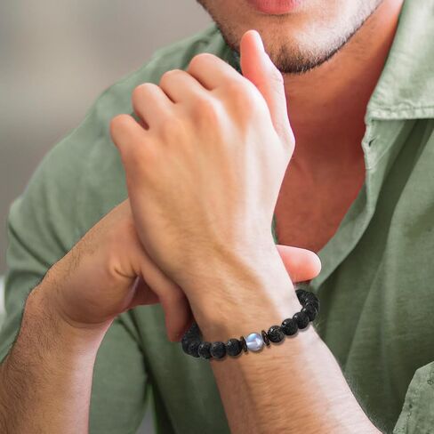Gifts for Men, Bracelet for Men Beaded Gifts, Handmade Sobriety Gifts for Friends Husband Boyfriend Grandpa Son, Natural Stone Jewelry for Birthday Valentines Day Christmas Stocking Stuffers Gift Ideas in Saudi Arabia