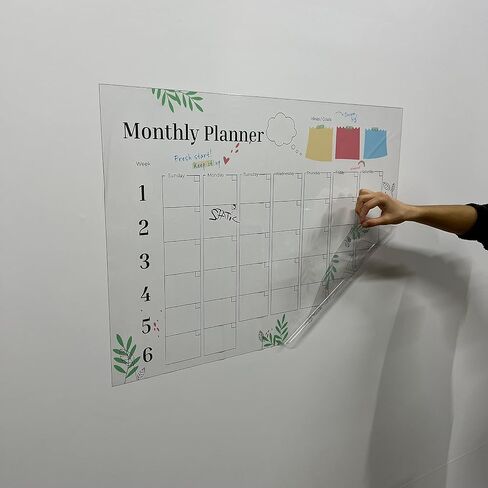 30 بوصة × 22 بوصة شفافة، غير قابلة للسقوط - تقويم الحائط والثلاجة - ورق ثابت قابل لإعادة الاستخدام، غير مؤرخ - قابل للمسح، مخططات الثلاجة - تقويم حائط غير مرئي - مخطط حائط شهري للمسح الرطب in Saudi Arabia