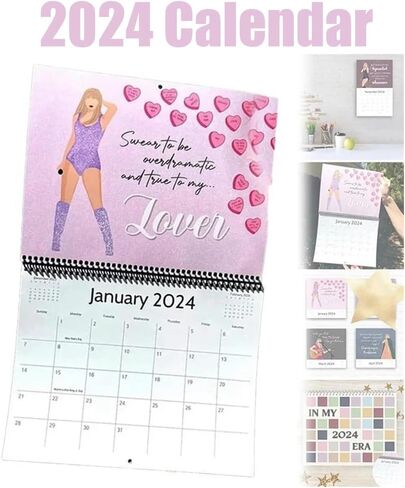 Eras T-our Calendar 2024، Douthfolle 2024 تقويم الحائط ملصقات الموسيقى غلاف الألبوم ملصق التقويم للفتيات والفتيان المراهقين هدية لمحبي الموسيقى مع 4 إشارات مرجعية in Saudi Arabia