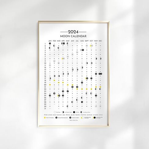 التقويم القمري 2024 تقويم مرحلة القمر 2024 التقويم الفلكي 2024 فن التقويم 2024 تقويم مرحلة القمر تقويم التنجيم 2024 ملصق القمر لغرفة المعيشة 16 × 24 بوصة غير مؤطرة in Saudi Arabia