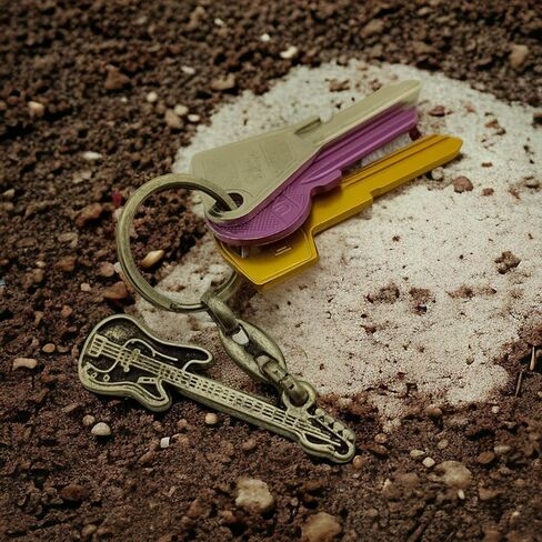 Dual Pack Electro Guitar Instrument Metal Oxide Color Key Chain Keyring Rock Music Accessories in Saudi Arabia