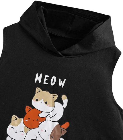 OYOANGLE Girl's Cartoon Graphic Sleeveless Hooded Tank Dress Casual Sweatshirt Dresses in Saudi Arabia