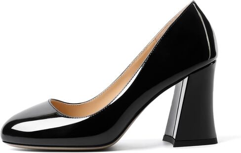 Zamikoo Chunky Block Heel Pumps Women High Heel Pumps Round Toe Slip On Women Closed Toe Shoes for Party Prom Dress US Size 8.5 Black in Kuwait