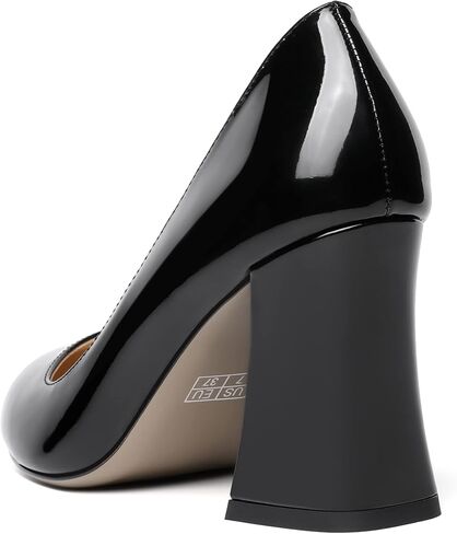 Zamikoo Chunky Block Heel Pumps Women High Heel Pumps Round Toe Slip On Women Closed Toe Shoes for Party Prom Dress US Size 8.5 Black in Kuwait