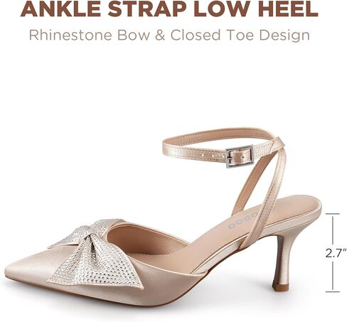 Closed Toe Butterfly Bow Heels Womens Pointed Kitten Pumps Stiletto Ankle Strappy Rhinestone Prom Party Wedding Dress Shoes in Saudi Arabia