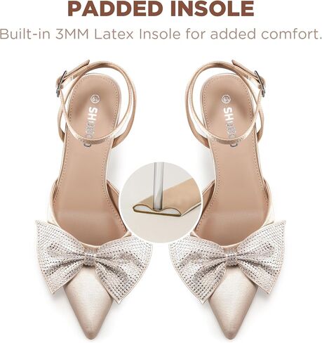 Closed Toe Butterfly Bow Heels Womens Pointed Kitten Pumps Stiletto Ankle Strappy Rhinestone Prom Party Wedding Dress Shoes in Saudi Arabia