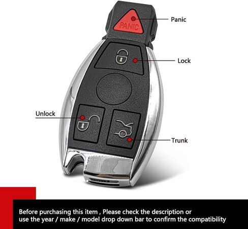 Key Fob FCC ID IYZ3312 IYZDC Fit for Mercedes Benz E550 ML350 E350 2006-2011 Smart Remote Control Key Fob Keyless Entry 4 Button 315MHZ 2PCS in Saudi Arabia