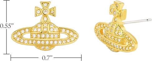 Saturn Planet Earrings Classic Aesthetic Cubic Zircon Inlaid Silver Gold Saturn Earring Studs Jewelry Gift for Women Girls in Saudi Arabia