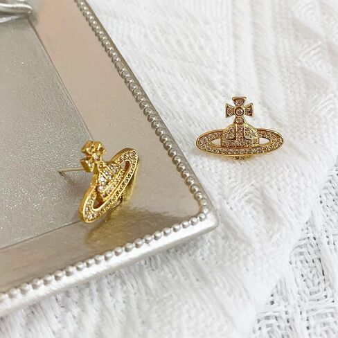 Saturn Planet Earrings Classic Aesthetic Cubic Zircon Inlaid Silver Gold Saturn Earring Studs Jewelry Gift for Women Girls in Saudi Arabia
