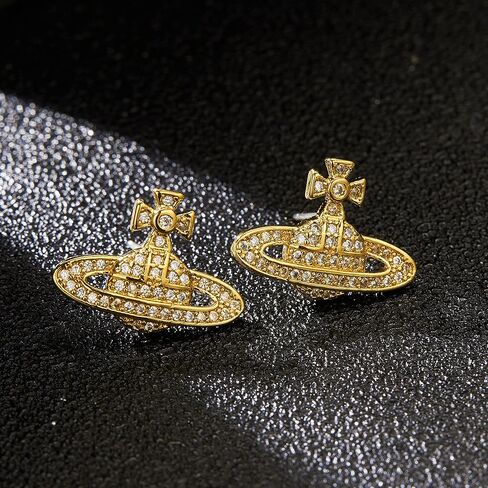 Saturn Planet Earrings Classic Aesthetic Cubic Zircon Inlaid Silver Gold Saturn Earring Studs Jewelry Gift for Women Girls in Saudi Arabia