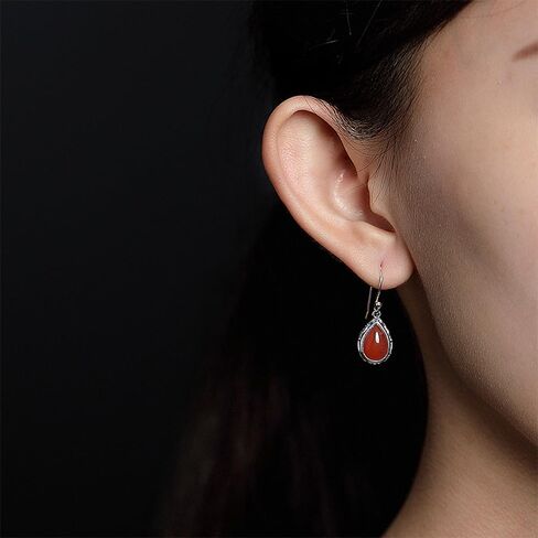 Vintage Boho Teardrop CZ Dangle Earrings for Women Girls Silver Plated Cubic Zirconia Birthstone Charms Drop Dangling Hook Stud Earring Dainty Retro Wedding Birthday Christmas Jewelry Gifts for Her in Kuwait