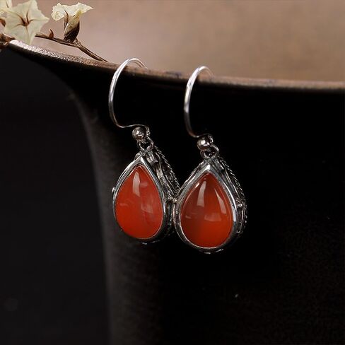 Vintage Boho Teardrop CZ Dangle Earrings for Women Girls Silver Plated Cubic Zirconia Birthstone Charms Drop Dangling Hook Stud Earring Dainty Retro Wedding Birthday Christmas Jewelry Gifts for Her in Kuwait