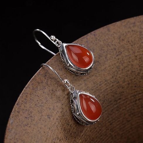 Vintage Boho Teardrop CZ Dangle Earrings for Women Girls Silver Plated Cubic Zirconia Birthstone Charms Drop Dangling Hook Stud Earring Dainty Retro Wedding Birthday Christmas Jewelry Gifts for Her in Kuwait