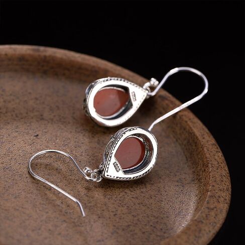 Vintage Boho Teardrop CZ Dangle Earrings for Women Girls Silver Plated Cubic Zirconia Birthstone Charms Drop Dangling Hook Stud Earring Dainty Retro Wedding Birthday Christmas Jewelry Gifts for Her in Kuwait