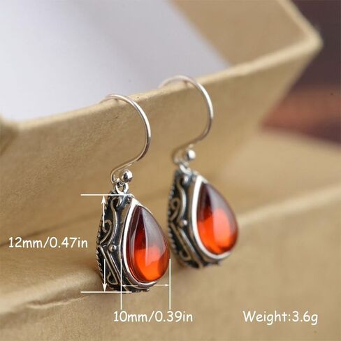 Vintage Boho Teardrop CZ Dangle Earrings for Women Girls Silver Plated Cubic Zirconia Birthstone Charms Drop Dangling Hook Stud Earring Dainty Retro Wedding Birthday Christmas Jewelry Gifts for Her in Kuwait