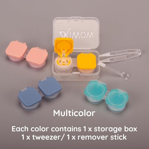 Contact Lens Case with Lens Lifting Design，Wear Lens Directly with fingers，Flip Top，4 Pack Colorful Case Box Holder Container Soak Storage Kit with Tweezers Romover Tool, ZK2306UPBOX06 in Saudi Arabia