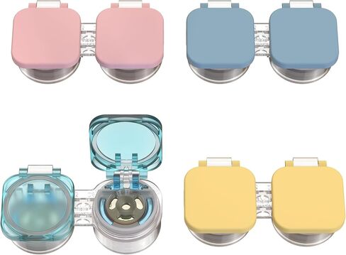 Contact Lens Case with Lens Lifting Design，Wear Lens Directly with fingers，Flip Top，4 Pack Colorful Case Box Holder Container Soak Storage Kit with Tweezers Romover Tool, ZK2306UPBOX06 in Saudi Arabia