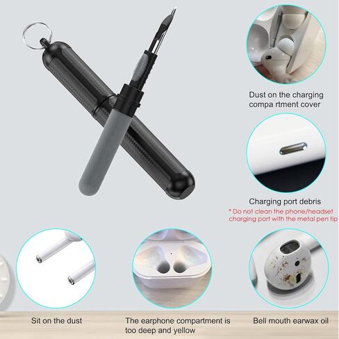 doeboe لمجموعة أدوات تنظيف Airpod، لمجموعة تنظيف Airpods المتوافقة مع AirPod Pro/1/2/3، أداة قلم تنظيف سماعات الأذن لسماعات رأس بلوتوث، مجموعة تنظيف مع إسفنجة، فرشاة ناعمة، طرف معدني in Kuwait