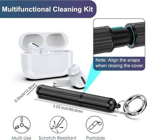 doeboe لمجموعة أدوات تنظيف Airpod، لمجموعة تنظيف Airpods المتوافقة مع AirPod Pro/1/2/3، أداة قلم تنظيف سماعات الأذن لسماعات رأس بلوتوث، مجموعة تنظيف مع إسفنجة، فرشاة ناعمة، طرف معدني in Kuwait