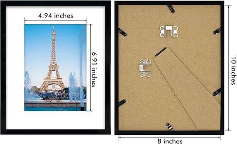 إطار صورة مقاس 8 × 10، عرض صور 5 × 7 مع حصيرة أو 8 × 10 بدون حصيرة، وثيقة شهادة 8 × 10 إطار صور لمعرض التثبيت على الحائط، أسود in Kuwait
