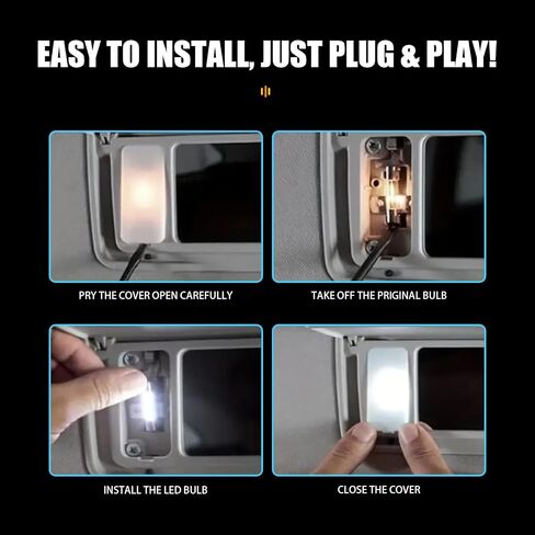 Pack-10 مصابيح قراءة LED للسيارة، مصابيح سقف 1.1 بوصة × 0.2 بوصة، استبدال إضاءة السيارات، عالمية لمعظم السيارات وسيارات الدفع الرباعي والشاحنات الصغيرة (أبيض) in Saudi Arabia