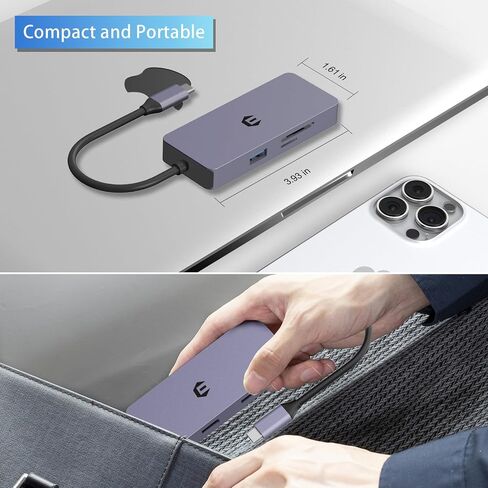 موزع USB C 6 في 1، محول USB C، قاعدة USB C مع 4K-HDMI، USB 3.0/2.0، شحن PD 100 وات، قارئ بطاقة SD/TF، ​​متوافق مع Surface Pro والكمبيوتر المحمول والكمبيوتر اللوحي in Saudi Arabia