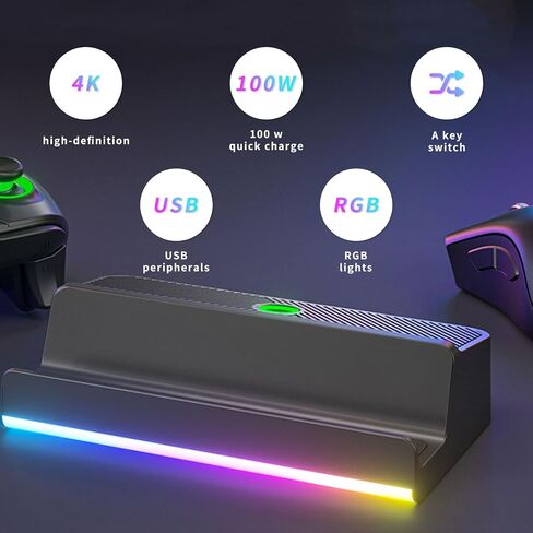 محطة إرساء لسطح البخار، محطة إرساء وحدة تحكم ألعاب 4K 5 في 1 RGB Lights Hub، قاعدة شحن Hub Steam Deck مع HDMI 2.0 4K 30HZ، 3 منافذ USB A 3.0 USB C لسطح البخار أو سبيكة ROG in Saudi Arabia