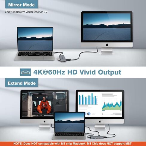 9 in 2 HOPDAY USB C Hub - Multiport Docking Station for MacBook Pro/Air - Triple Display USB C Adapter for USB C Device, 100W PD, USB 3.0, SD/TF Card Reader, 3.5mm Audio in Saudi Arabia